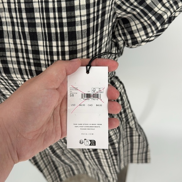 RVCA Mavis Mini Dress Black and White A-Line Mini Dress size S NEW - Picture 8 of 13
